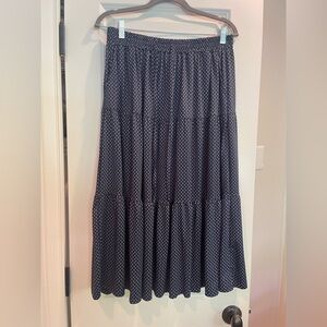 Robert Louis Blue and White Tiered Maxi Skirt